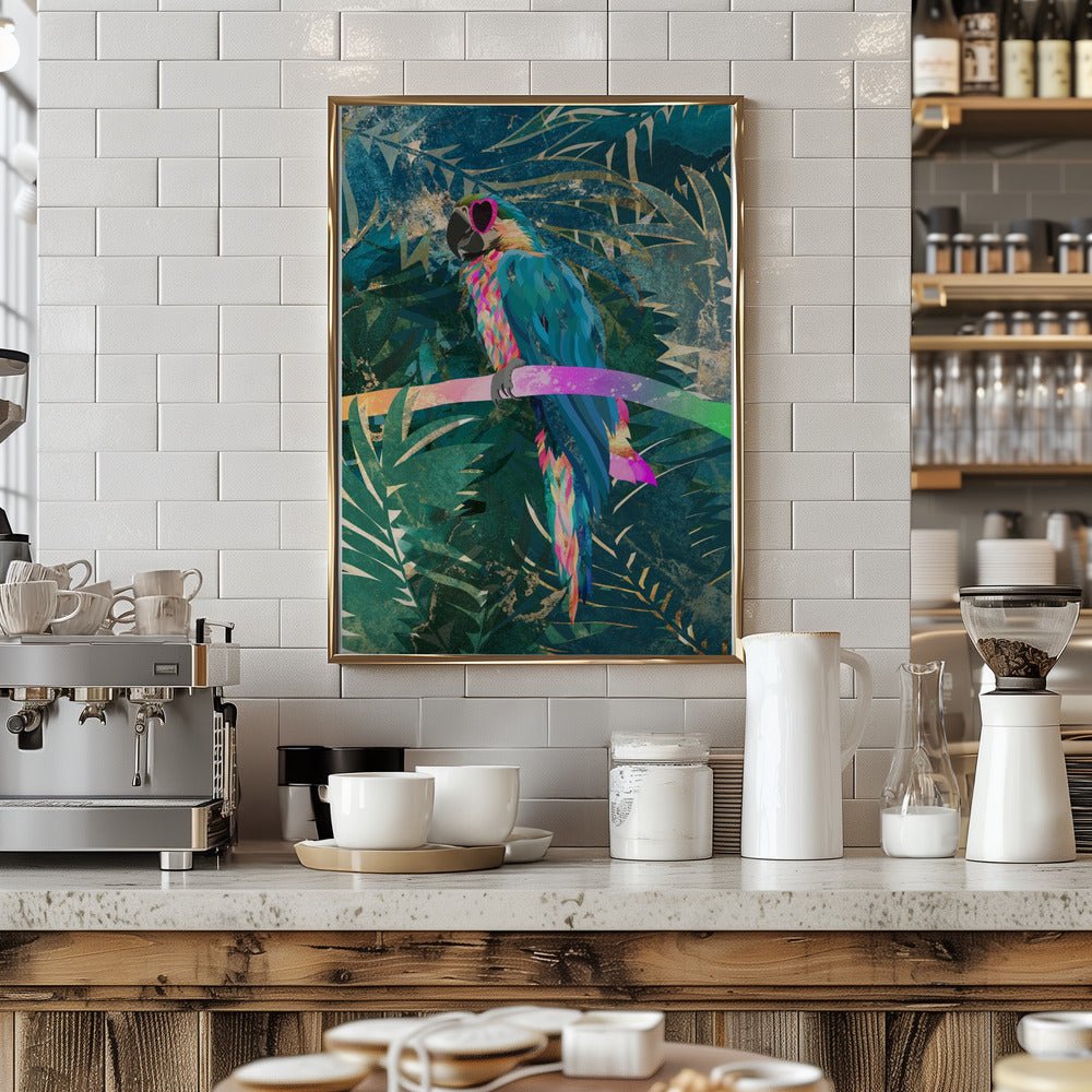 Jungle Rainbow Macaw Glasses 01 - Stretched Canvas, Poster or Fine Art Print - I Heart Wall Art - Poster Print, Canvas Print or Framed Art Print