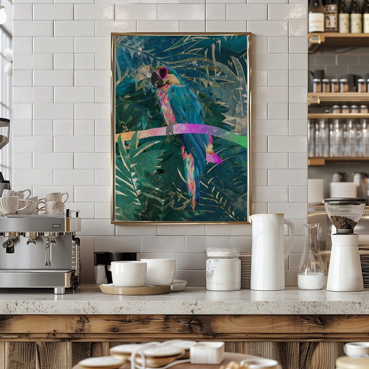 Jungle Rainbow Macaw Glasses 01 - Stretched Canvas, Poster or Fine Art Print - I Heart Wall Art - Poster Print, Canvas Print or Framed Art Print
