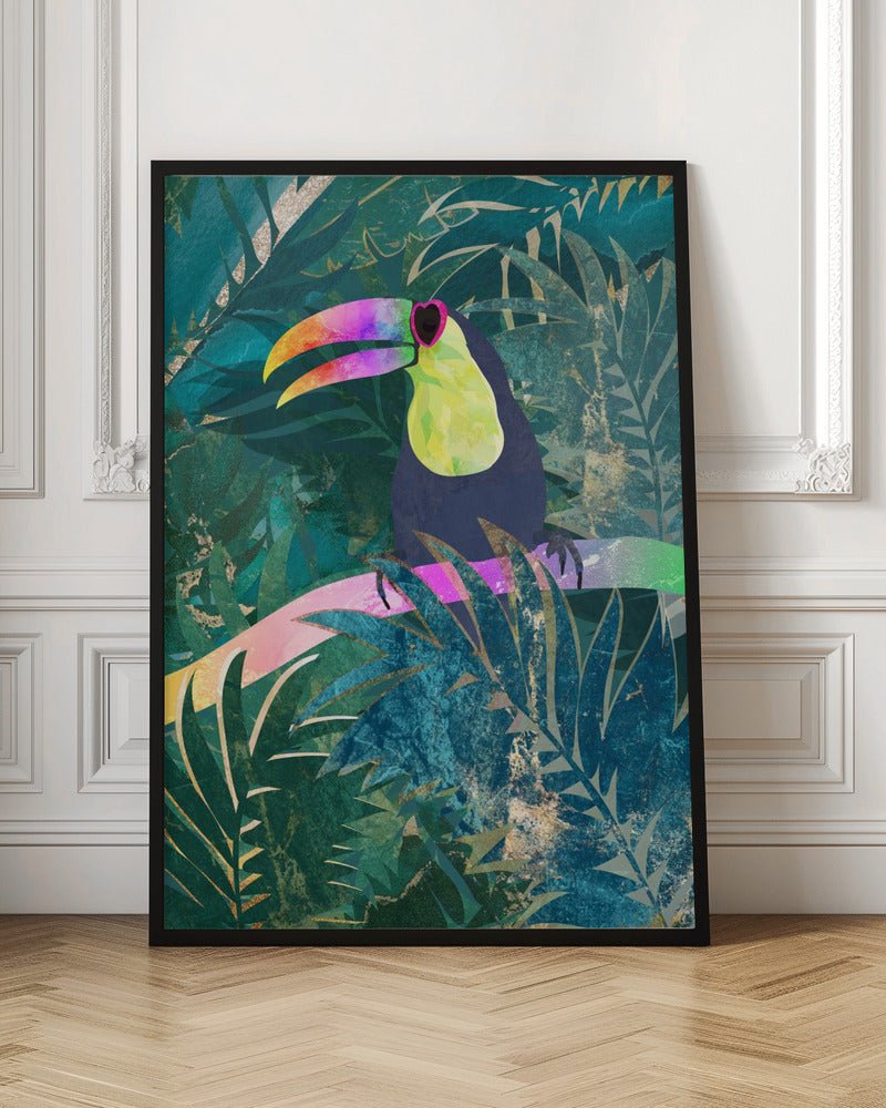 Jungle Rainbow Toucan - Stretched Canvas, Poster or Fine Art Print - I Heart Wall Art - Poster Print, Canvas Print or Framed Art Print