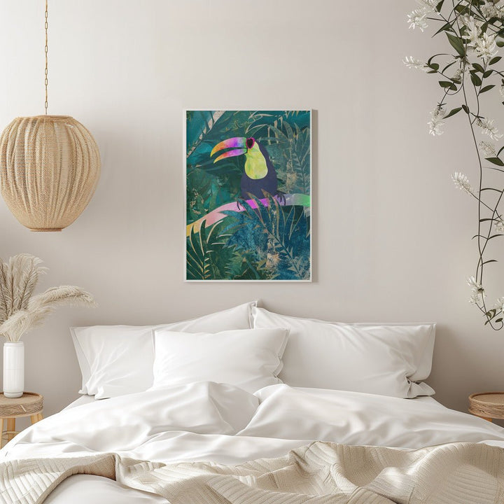 Jungle Rainbow Toucan - Stretched Canvas, Poster or Fine Art Print - I Heart Wall Art - Poster Print, Canvas Print or Framed Art Print