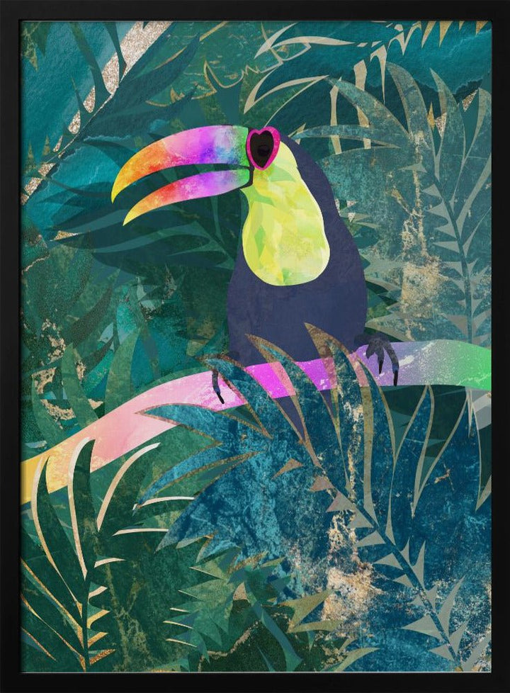 Jungle Rainbow Toucan - Stretched Canvas, Poster or Fine Art Print - I Heart Wall Art - Poster Print, Canvas Print or Framed Art Print