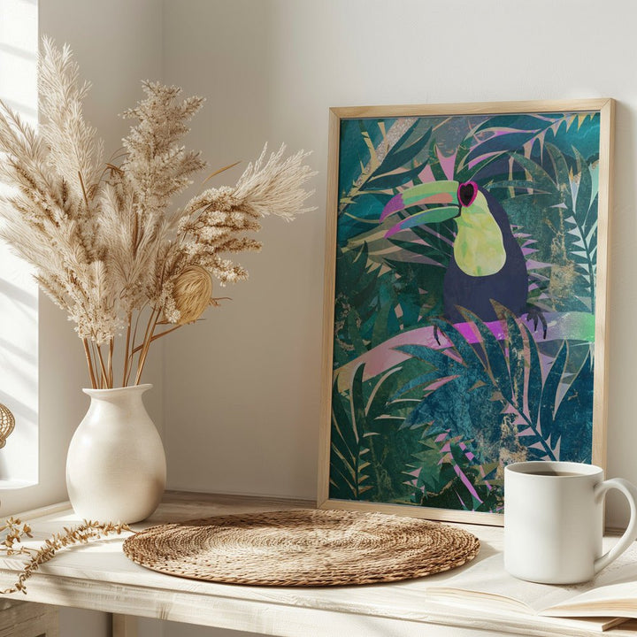 Jungle Rainbow Toucan - Stretched Canvas, Poster or Fine Art Print - I Heart Wall Art - Poster Print, Canvas Print or Framed Art Print