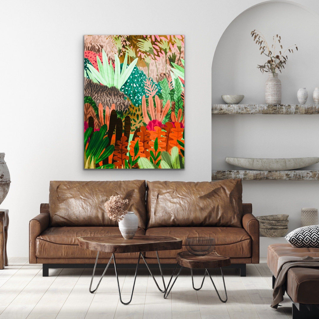 Junglified - Abstract Colourful Monstera Jungle Original Artwork Canvas or Paper Print - I Heart Wall Art