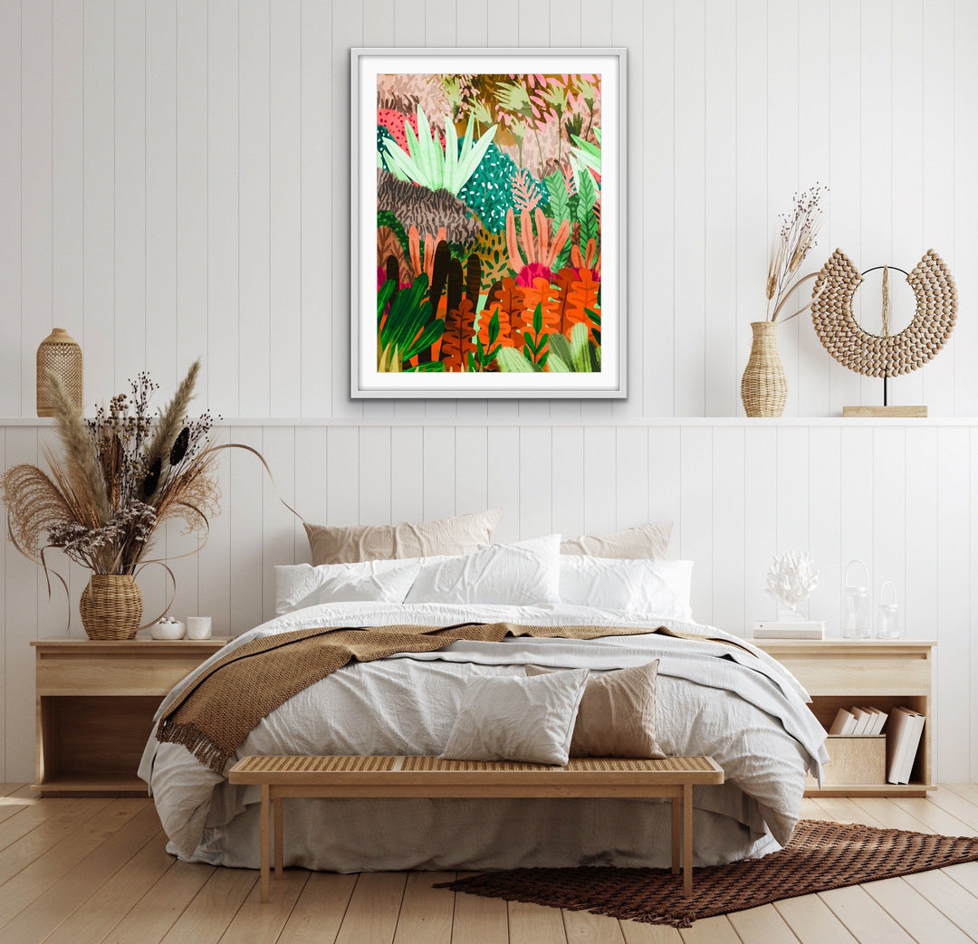 Junglified - Abstract Colourful Monstera Jungle Original Artwork Canvas or Paper Print - I Heart Wall Art