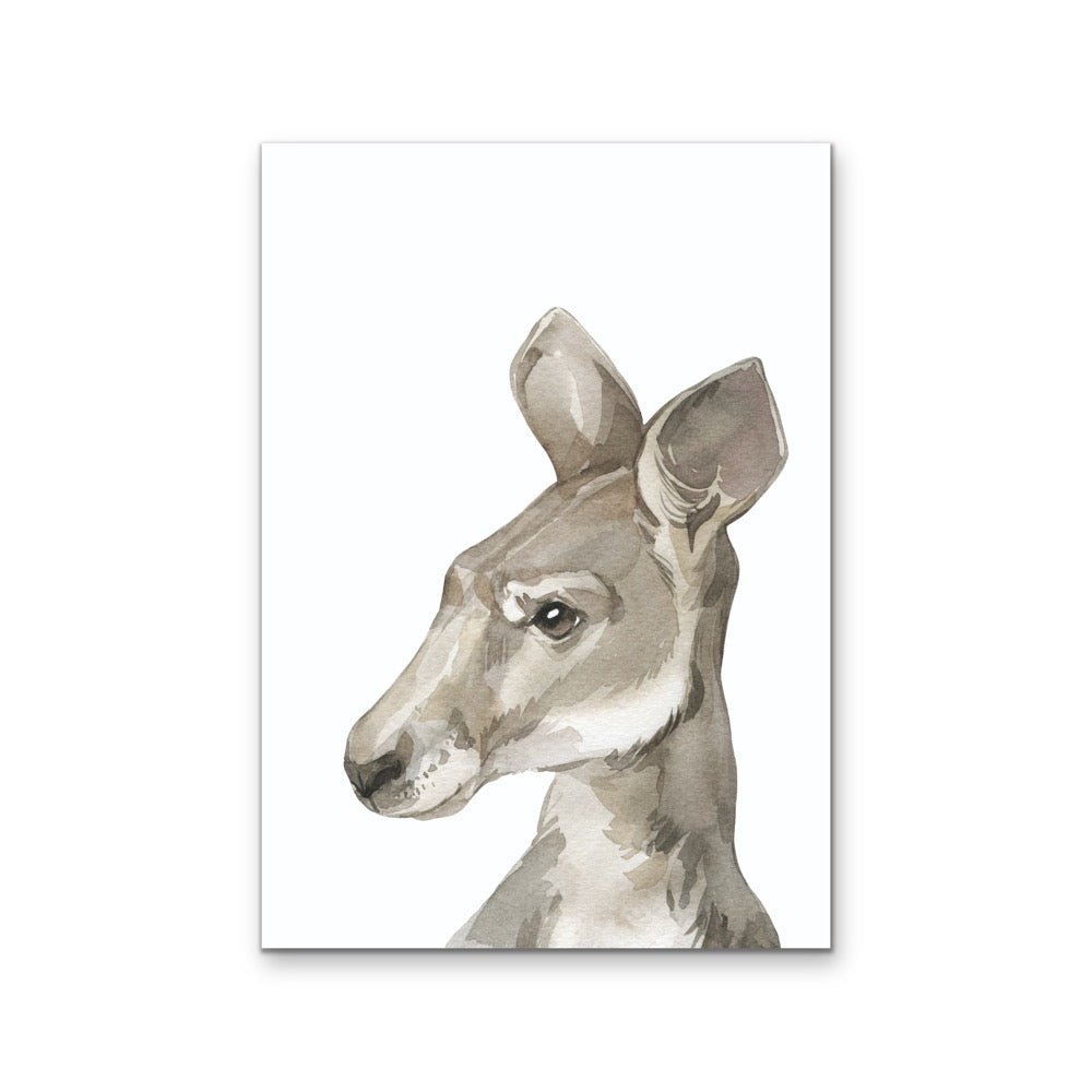 Kangaroo Nursery Sketch - Australian Native Animal Stretched Canvas or Wall Art Print - I Heart Wall Art - Poster Print, Canvas Print or Framed Art Print