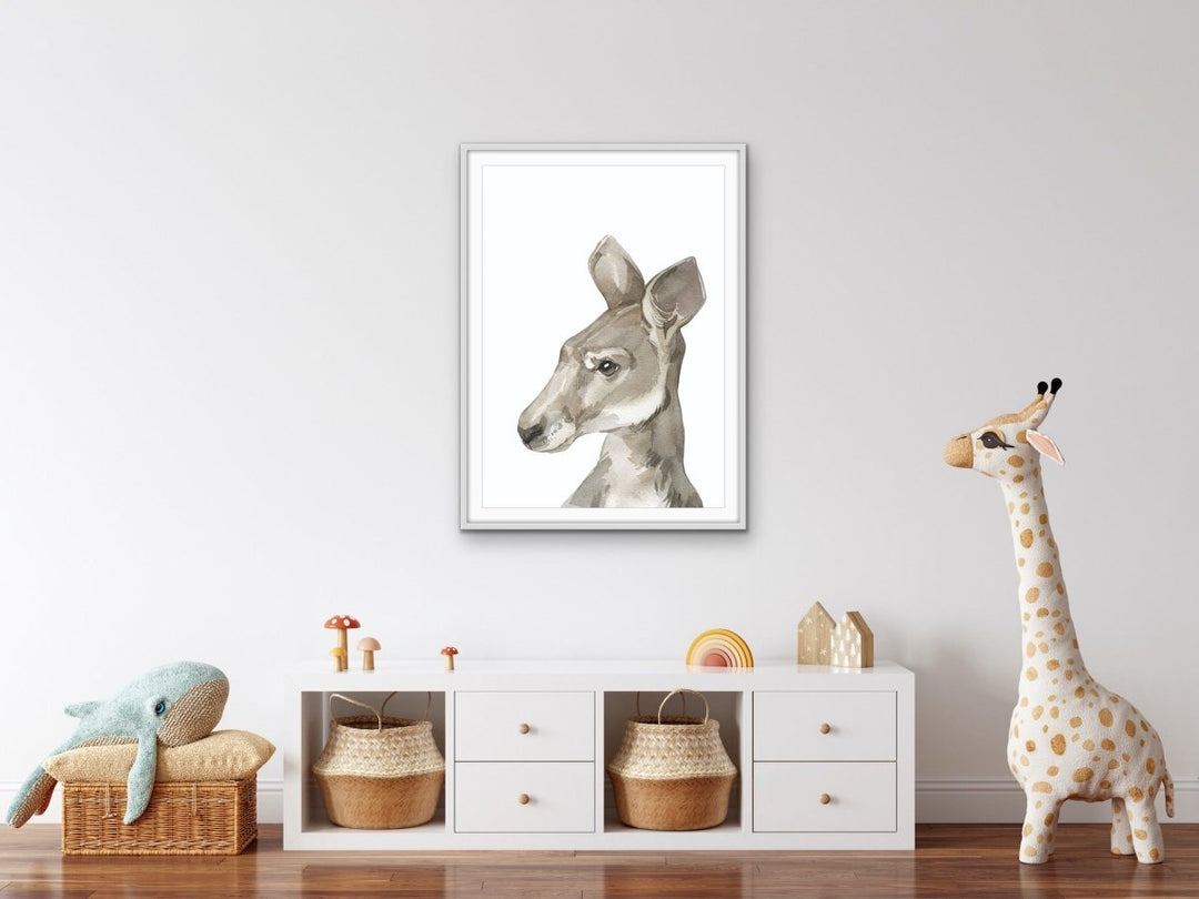 Kangaroo Nursery Sketch - Australian Native Animal Stretched Canvas or Wall Art Print - I Heart Wall Art - Poster Print, Canvas Print or Framed Art Print