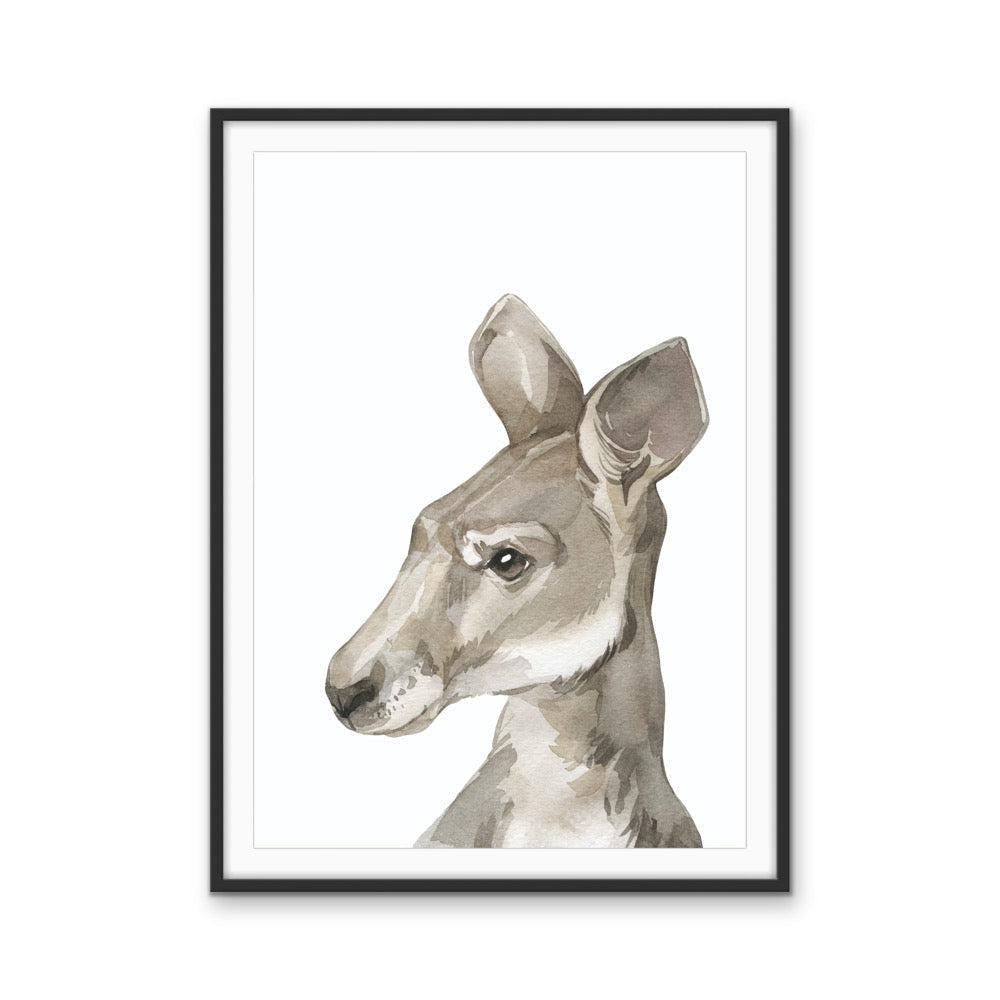 Kangaroo Nursery Sketch - Australian Native Animal Stretched Canvas or Wall Art Print - I Heart Wall Art - Poster Print, Canvas Print or Framed Art Print