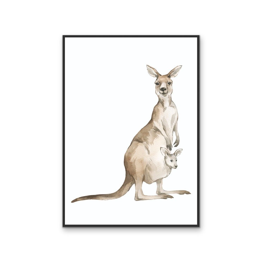 Kangaroo Standing Nursery Sketch - Australian Native Animal Stretched Canvas or Wall Art Print - I Heart Wall Art - Poster Print, Canvas Print or Framed Art Print