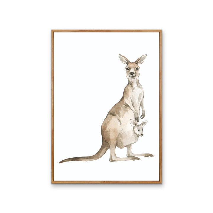 Kangaroo Standing Nursery Sketch - Australian Native Animal Stretched Canvas or Wall Art Print - I Heart Wall Art - Poster Print, Canvas Print or Framed Art Print