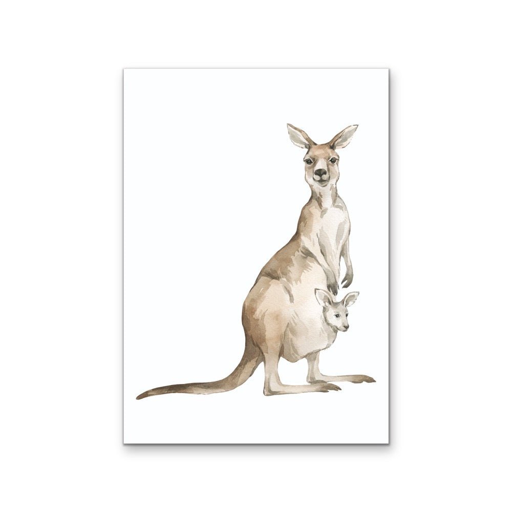 Kangaroo Standing Nursery Sketch - Australian Native Animal Stretched Canvas or Wall Art Print - I Heart Wall Art - Poster Print, Canvas Print or Framed Art Print
