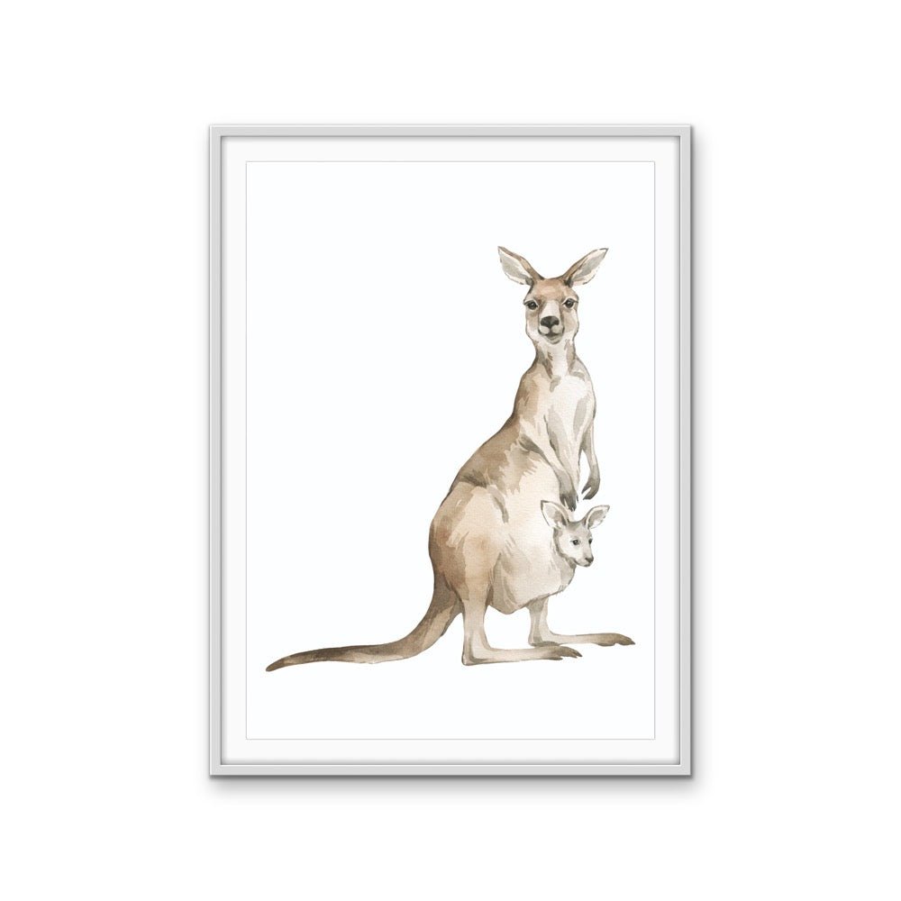 Kangaroo Standing Nursery Sketch - Australian Native Animal Stretched Canvas or Wall Art Print - I Heart Wall Art - Poster Print, Canvas Print or Framed Art Print