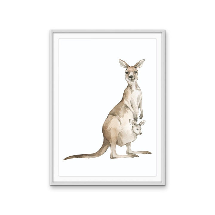 Kangaroo Standing Nursery Sketch - Australian Native Animal Stretched Canvas or Wall Art Print - I Heart Wall Art - Poster Print, Canvas Print or Framed Art Print