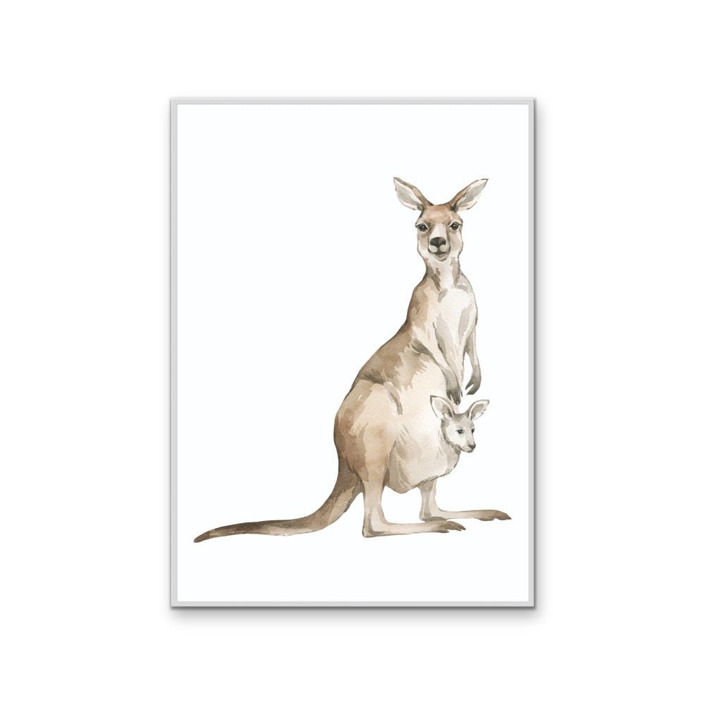 Kangaroo Standing Nursery Sketch - Australian Native Animal Stretched Canvas or Wall Art Print - I Heart Wall Art - Poster Print, Canvas Print or Framed Art Print