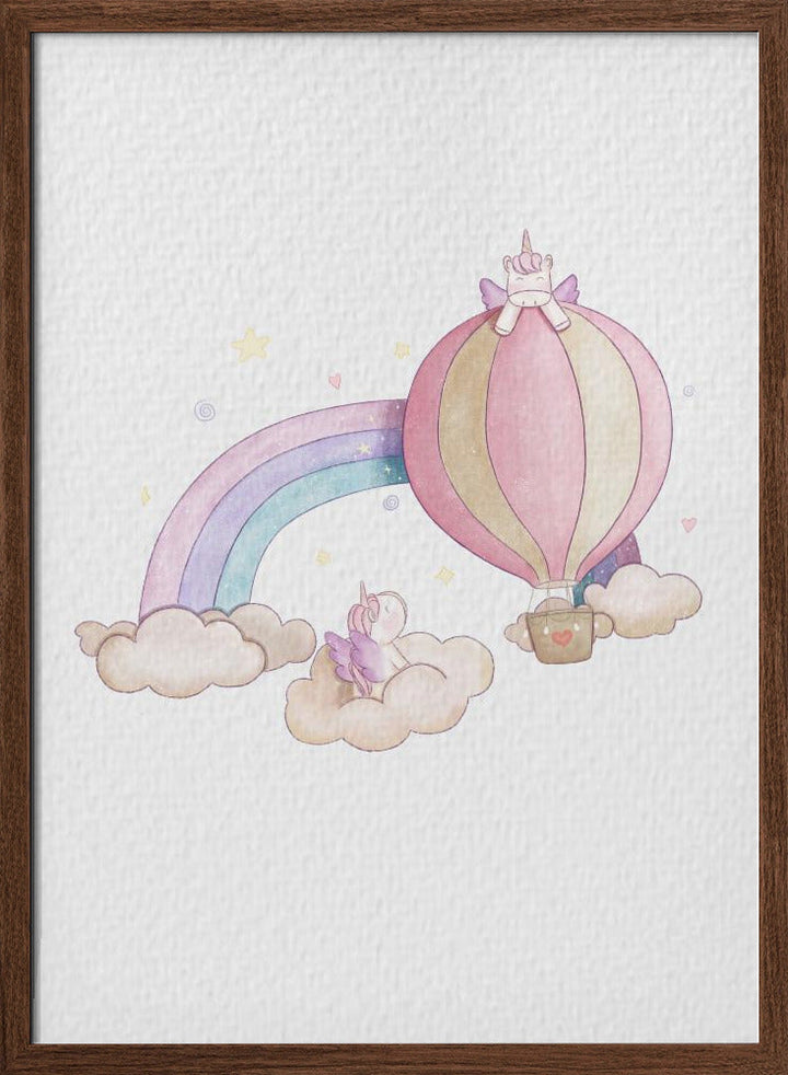 Kawai Cloudy Unicorn - Stretched Canvas, Poster or Fine Art Print I Heart Wall Art