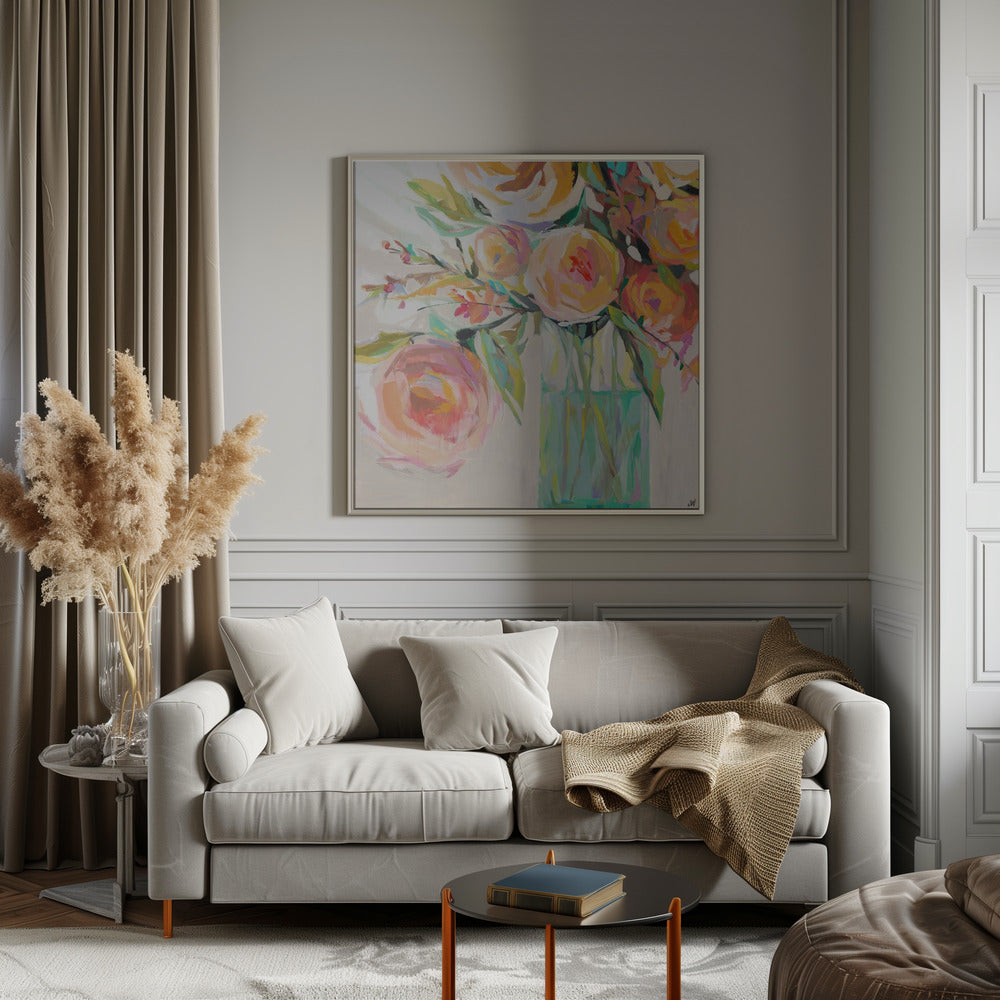 Kelly S Bouquet - Square Stretched Canvas, Poster or Fine Art Print I Heart Wall Art