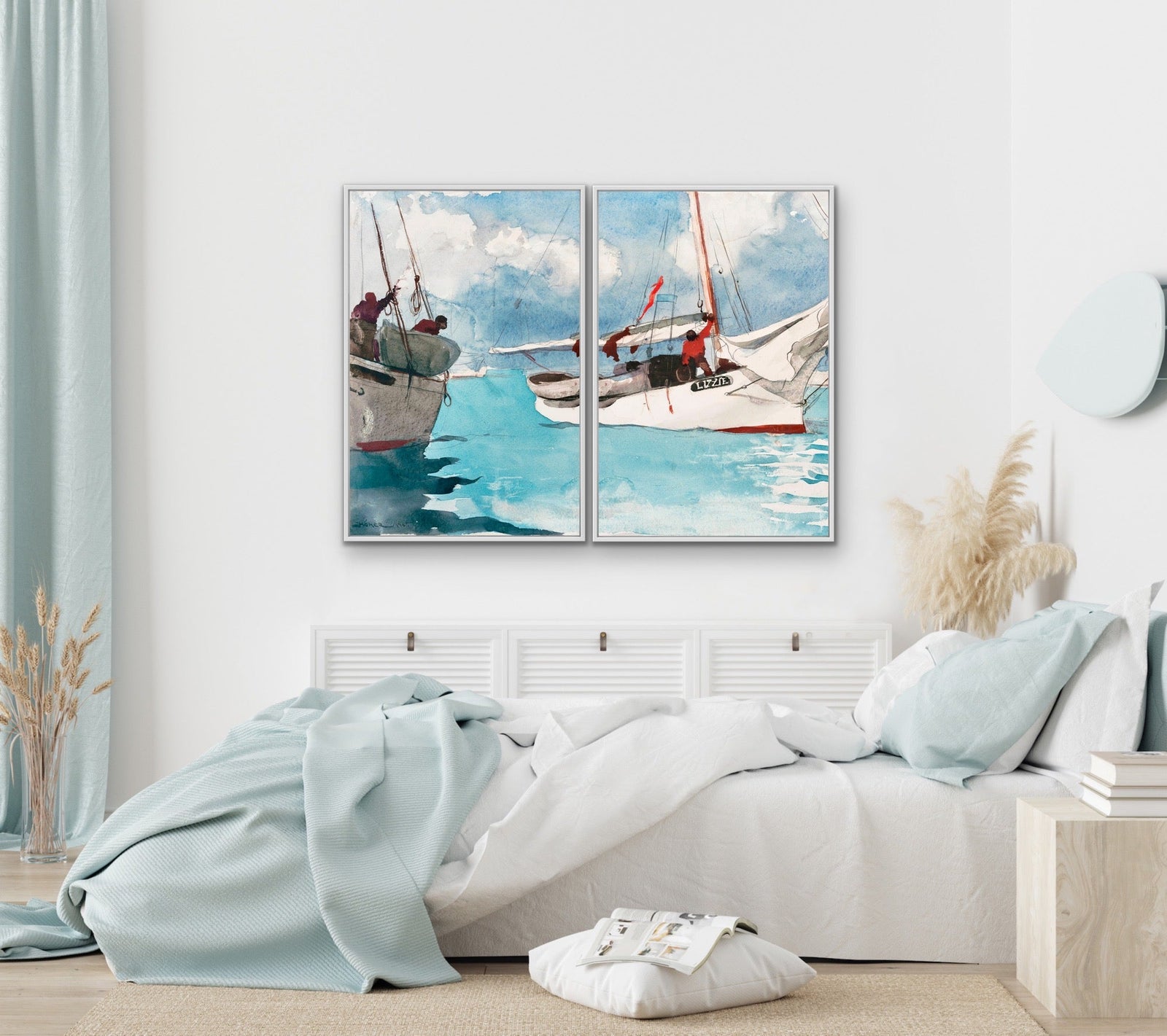Key West by Winslow Homer - Two Piece Coastal Diptych Watercolour Print Set Americana