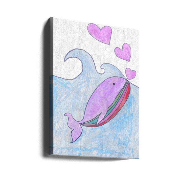 Kids whale heart love - Stretched Canvas, Poster or Fine Art Print - I Heart Wall Art - Poster Print, Canvas Print or Framed Art Print