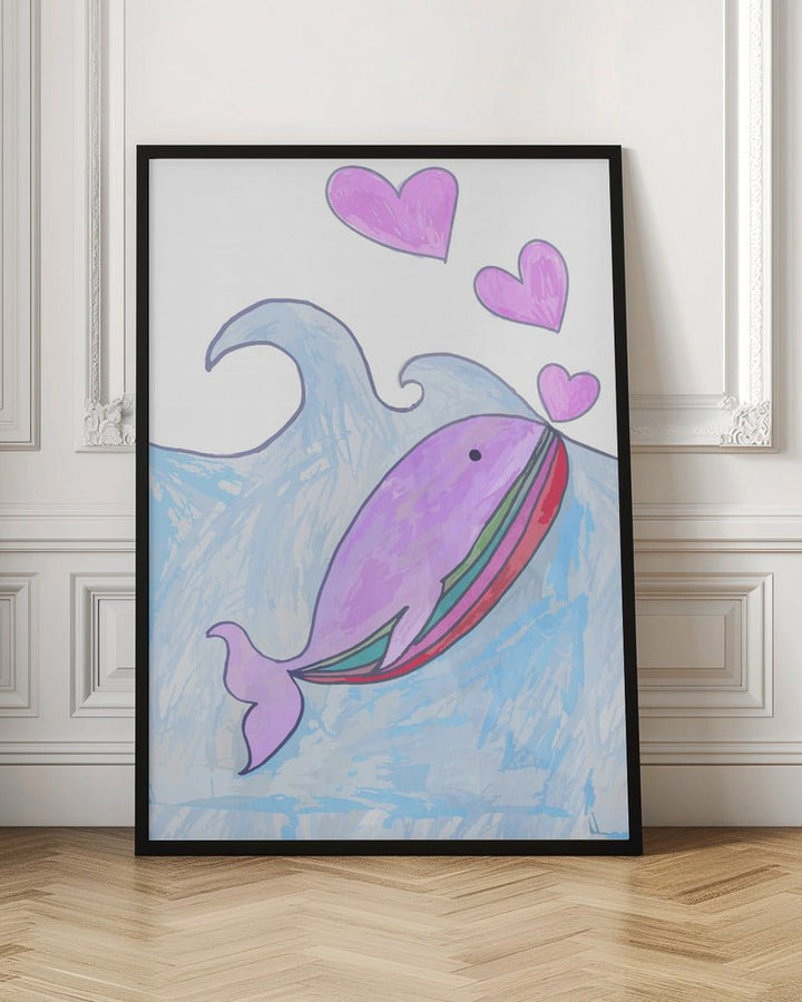 Kids whale heart love - Stretched Canvas, Poster or Fine Art Print - I Heart Wall Art - Poster Print, Canvas Print or Framed Art Print