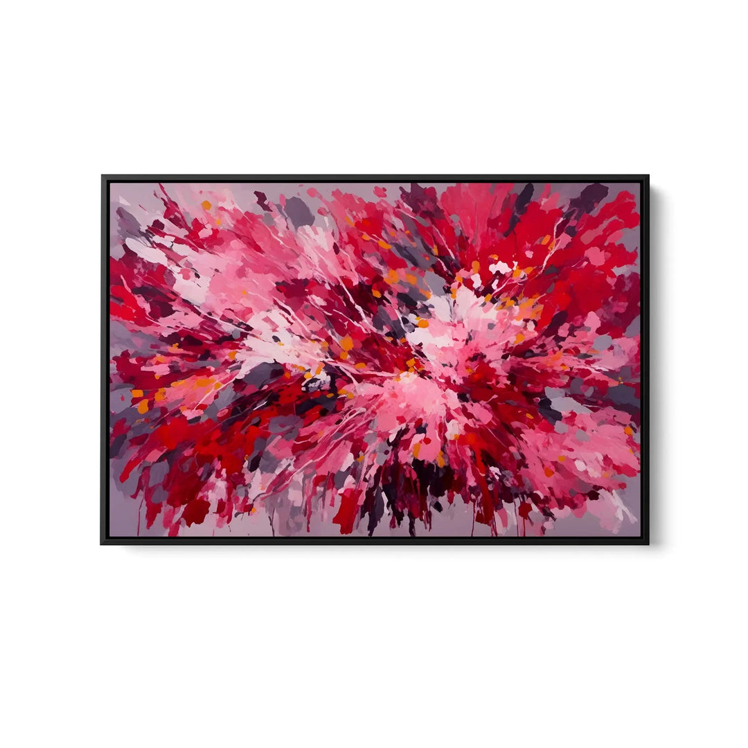 Kind Hearted - Red Abstract Floral Stretched Canvas Print or Framed Fine Art Print - Artwork I Heart Wall Art Australia