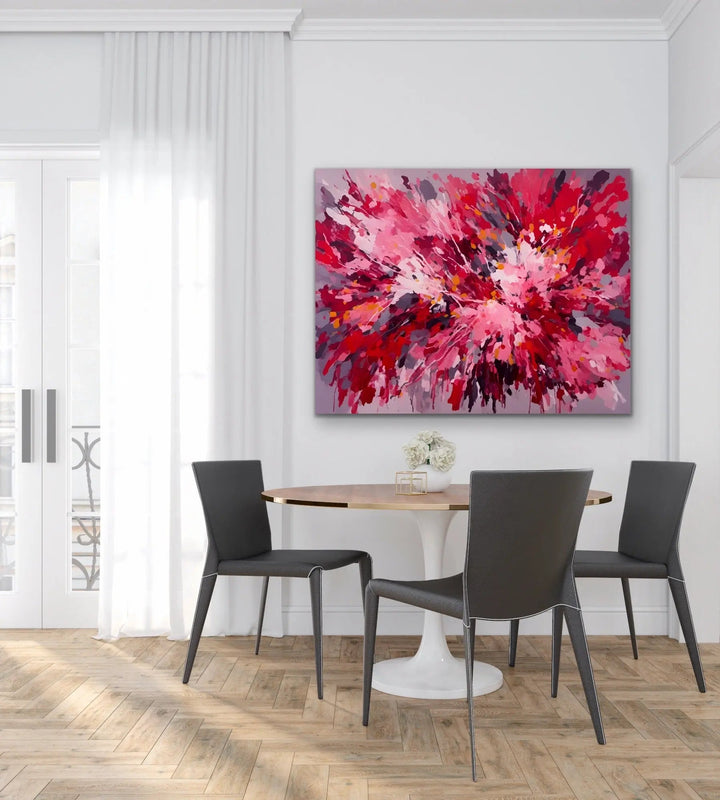 Kind Hearted - Red Abstract Floral Stretched Canvas Print or Framed Fine Art Print - Artwork - I Heart Wall Art