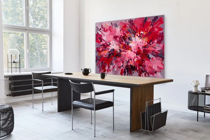 Kind Hearted - Red Abstract Floral Stretched Canvas Print or Framed Fine Art Print - Artwork - I Heart Wall Art