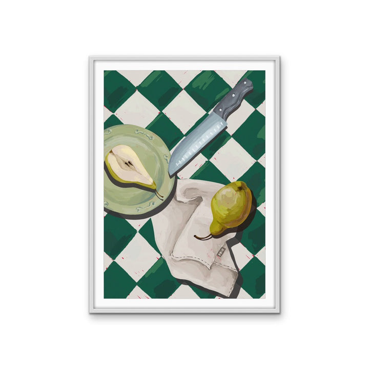 Kitchen Still Life III - Cutting a Green Pear, Stretched Canvas or Wall Art Print I Heart Wall Art