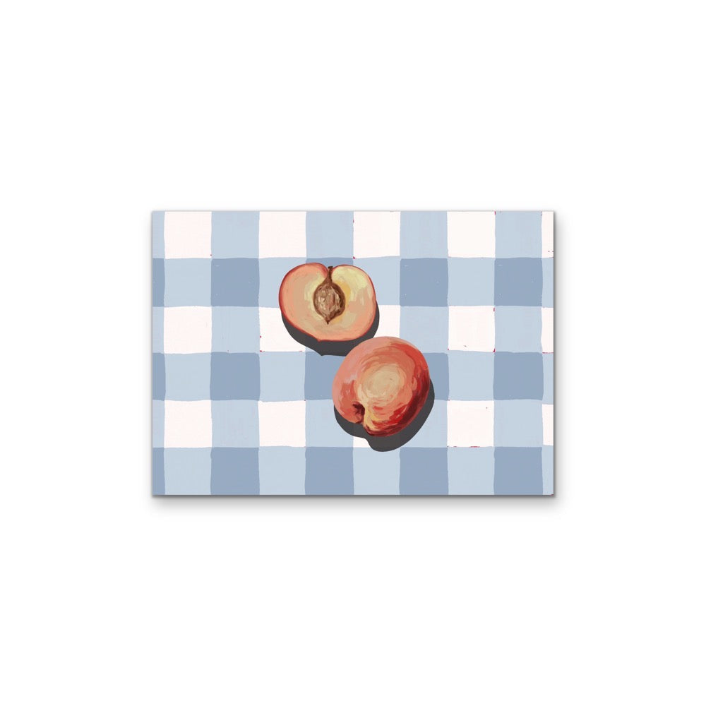 Kitchen Still Life IX - Gingham & Peaches Stretched Canvas or Wall Art Print I Heart Wall Art