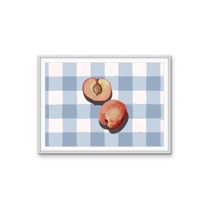 Kitchen Still Life IX - Gingham &amp; Peaches Stretched Canvas or Wall Art Print I Heart Wall Art