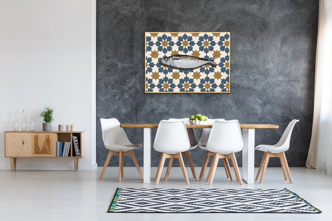 Kitchen Still Life V - Patterned Fish Stretched Canvas or Wall Art Print I Heart Wall Art