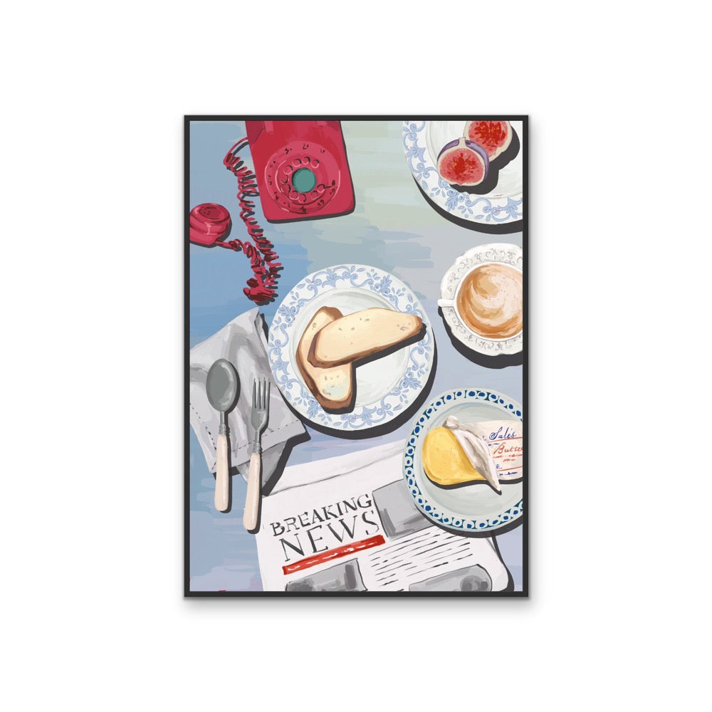 Kitchen Still Life X - Breaking News, Stretched Canvas or Wall Art Print I Heart Wall Art
