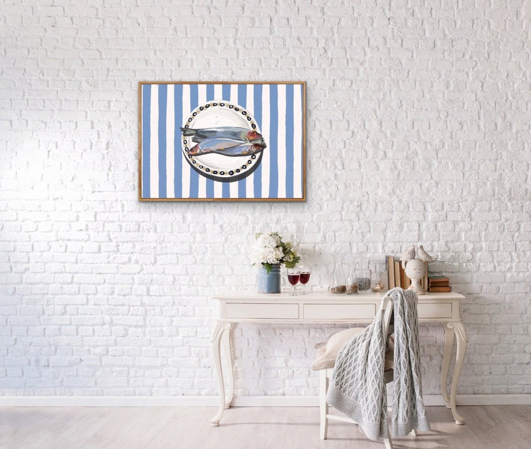 Kitchen Still Life XI - Sardines &amp; Stripes, Stretched Canvas or Wall Art Print - I Heart Wall Art - Poster Print, Canvas Print or Framed Art Print