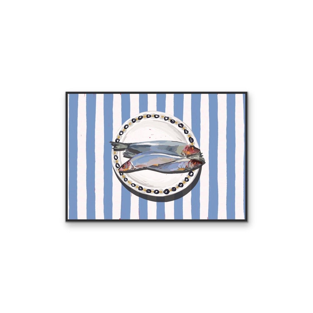 Kitchen Still Life XI - Sardines &amp; Stripes, Stretched Canvas or Wall Art Print - I Heart Wall Art - Poster Print, Canvas Print or Framed Art Print