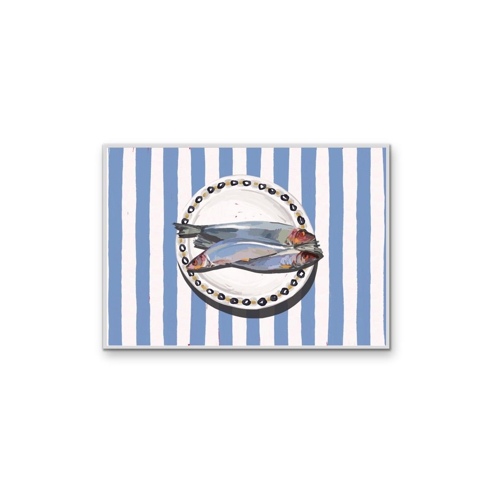 Kitchen Still Life XI - Sardines &amp; Stripes, Stretched Canvas or Wall Art Print - I Heart Wall Art - Poster Print, Canvas Print or Framed Art Print