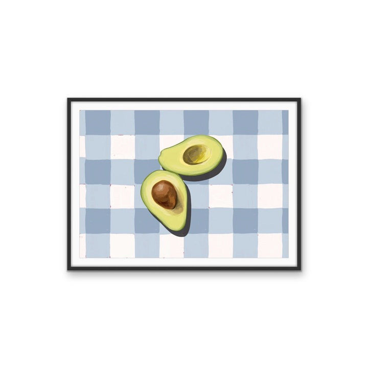 Kitchen Still Life XIV - Blue Gingham Avocado, Stretched Canvas or Wall Art Print - I Heart Wall Art - Poster Print, Canvas Print or Framed Art Print