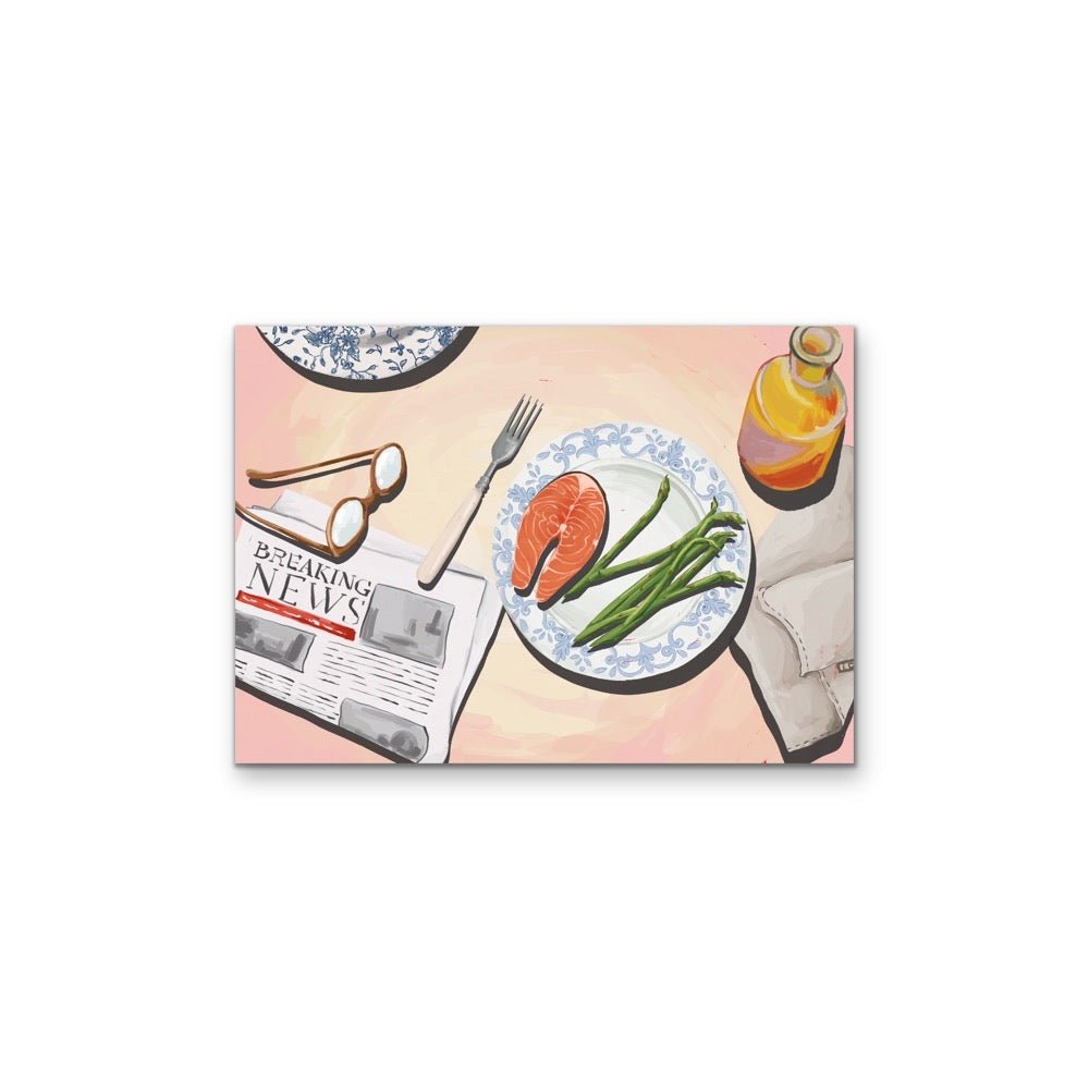 Kitchen Still Life XV - Salmon Dinner, Stretched Canvas or Wall Art Print - I Heart Wall Art - Poster Print, Canvas Print or Framed Art Print