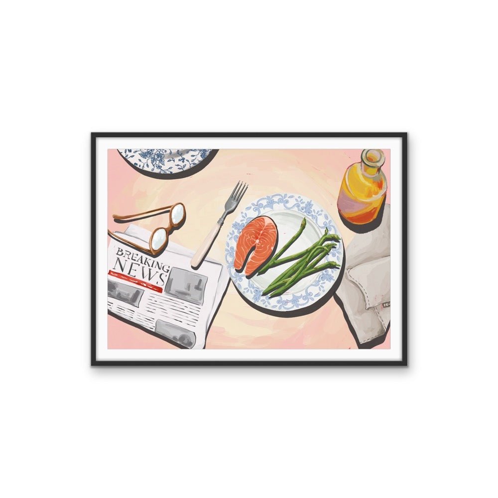Kitchen Still Life XV - Salmon Dinner, Stretched Canvas or Wall Art Print - I Heart Wall Art - Poster Print, Canvas Print or Framed Art Print