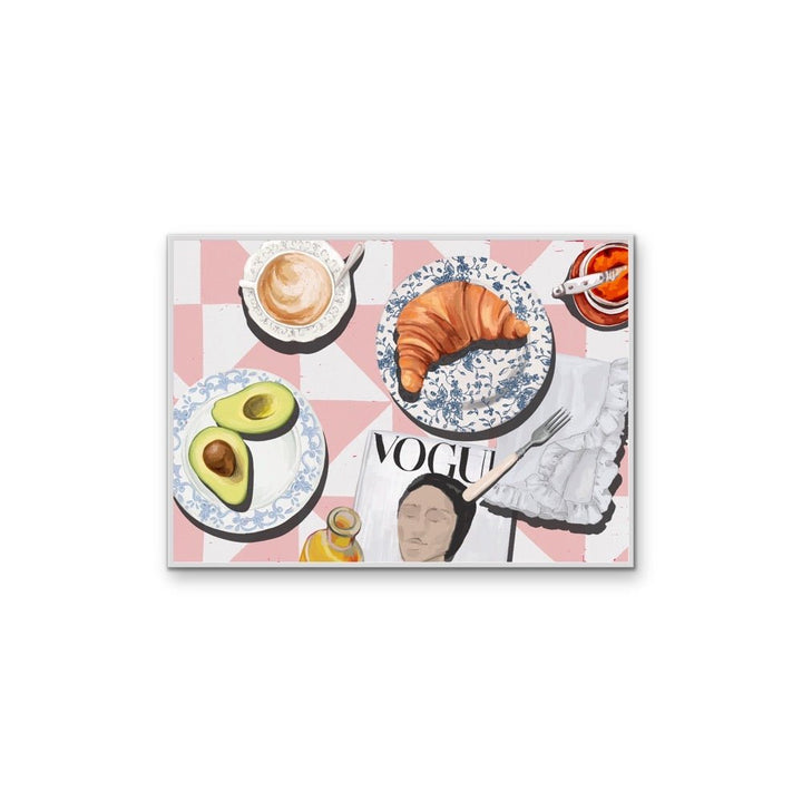 Kitchen Still Life XVII - Croissants &amp; Vogue, Stretched Canvas or Wall Art Print - I Heart Wall Art - Poster Print, Canvas Print or Framed Art Print