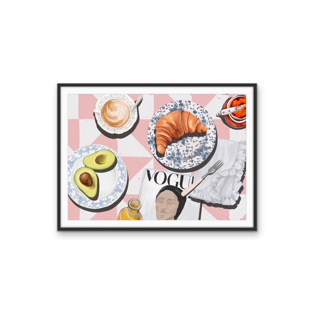 Kitchen Still Life XVII - Croissants &amp; Vogue, Stretched Canvas or Wall Art Print - I Heart Wall Art - Poster Print, Canvas Print or Framed Art Print