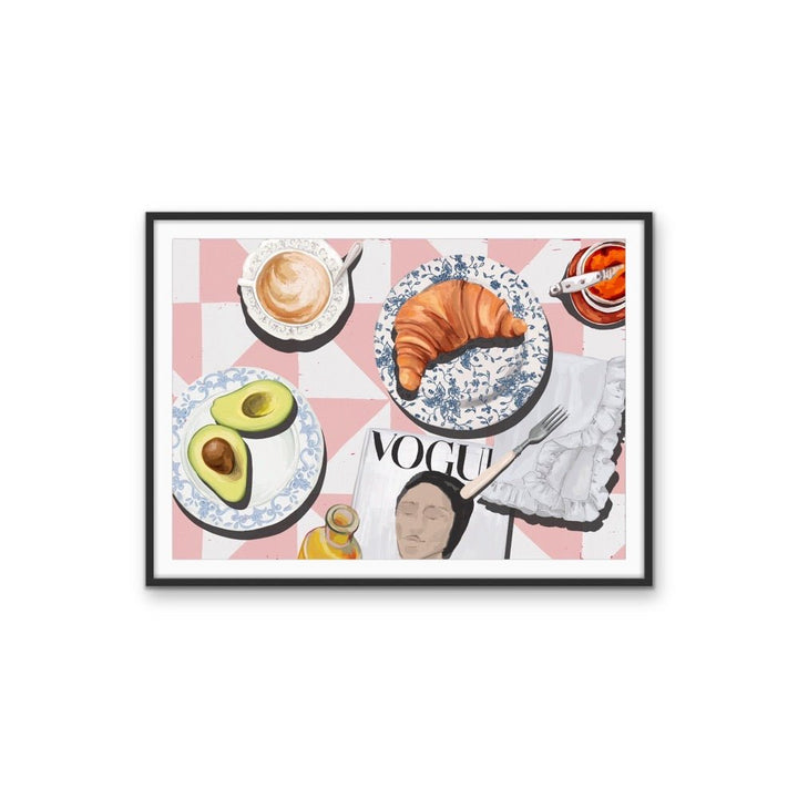 Kitchen Still Life XVII - Croissants &amp; Vogue, Stretched Canvas or Wall Art Print - I Heart Wall Art - Poster Print, Canvas Print or Framed Art Print