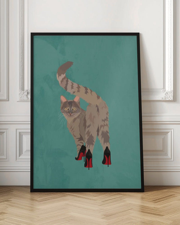 Kitten in heels - Stretched Canvas, Poster or Fine Art Print - I Heart Wall Art - Poster Print, Canvas Print or Framed Art Print