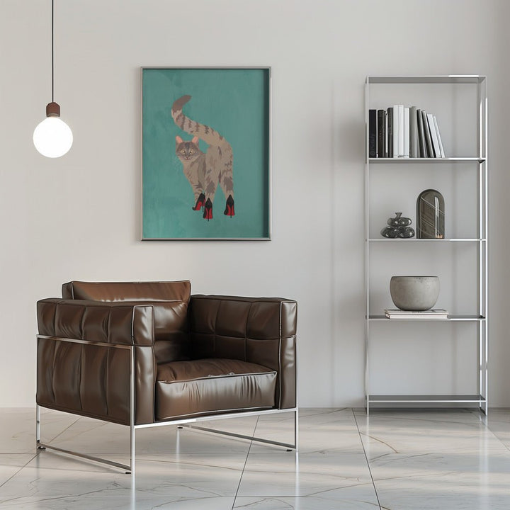 Kitten in heels - Stretched Canvas, Poster or Fine Art Print - I Heart Wall Art - Poster Print, Canvas Print or Framed Art Print
