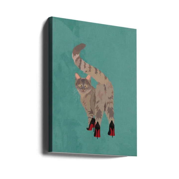Kitten in heels - Stretched Canvas, Poster or Fine Art Print - I Heart Wall Art - Poster Print, Canvas Print or Framed Art Print