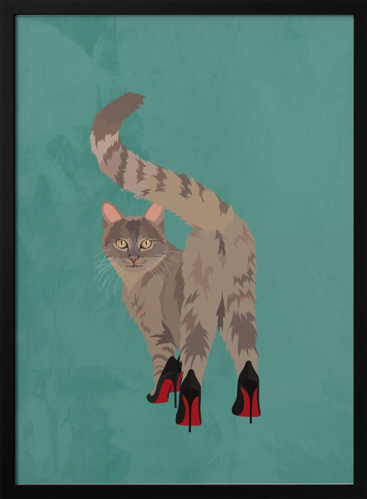 Kitten in heels - Stretched Canvas, Poster or Fine Art Print - I Heart Wall Art - Poster Print, Canvas Print or Framed Art Print