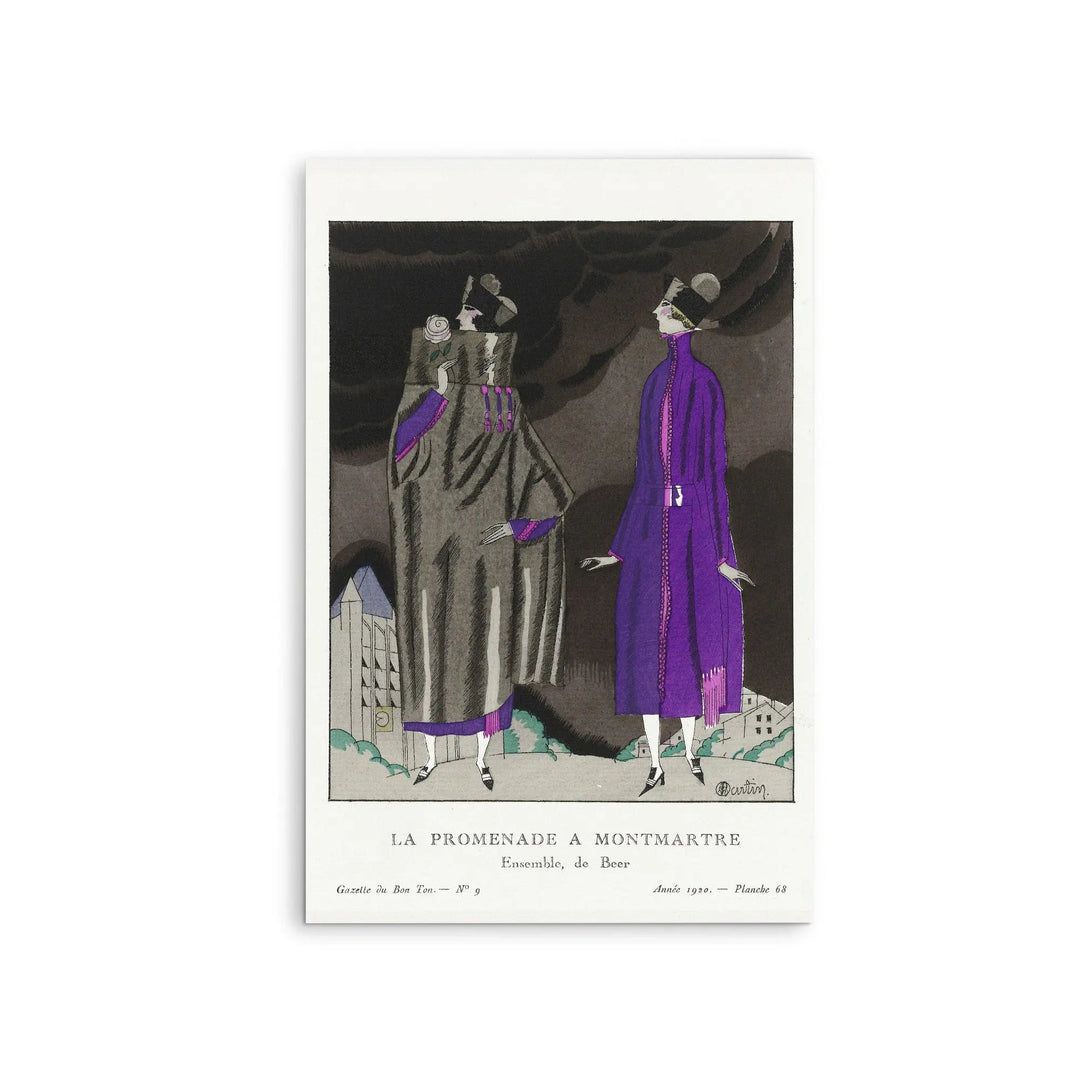La promenade a Montmartre, Ensemble, de Beer (1920) by Charles Martin - Stretched Canvas Print or Framed Fine Art Print - Artwork I Heart Wall Art Australia 