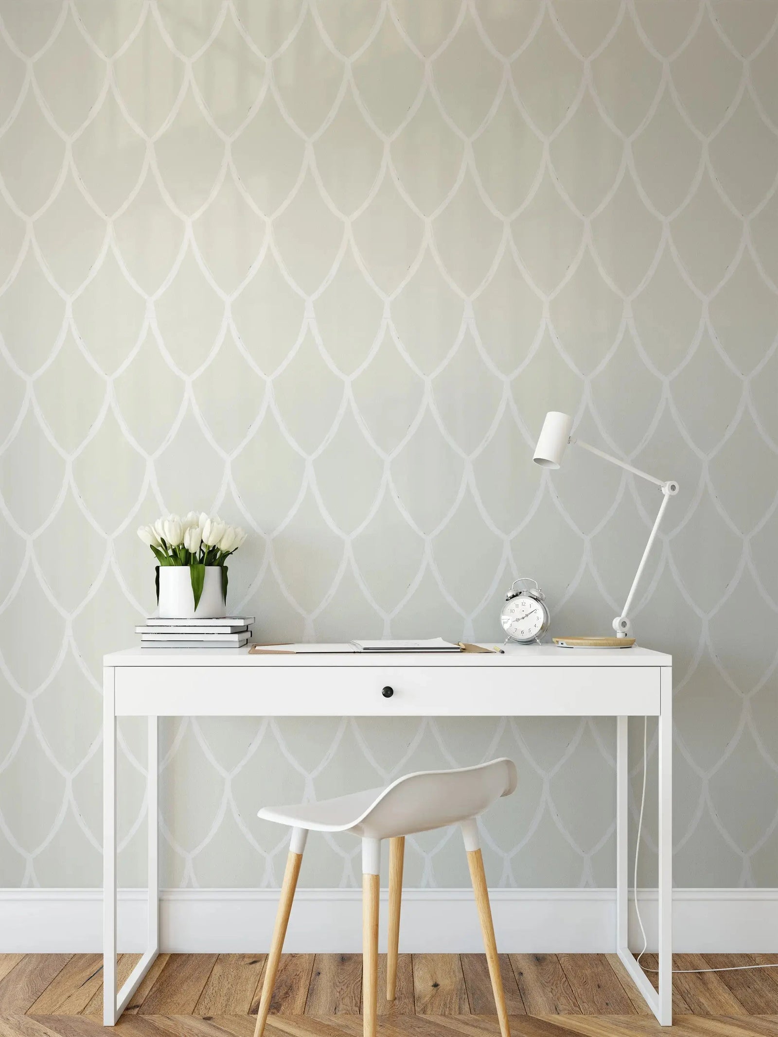 Lace Wallpaper In Cream Tones - Cream and White Palm Tree Removable Peel and Stick or Soak and Stick Wallpaper I Heart Wall Art Australia 