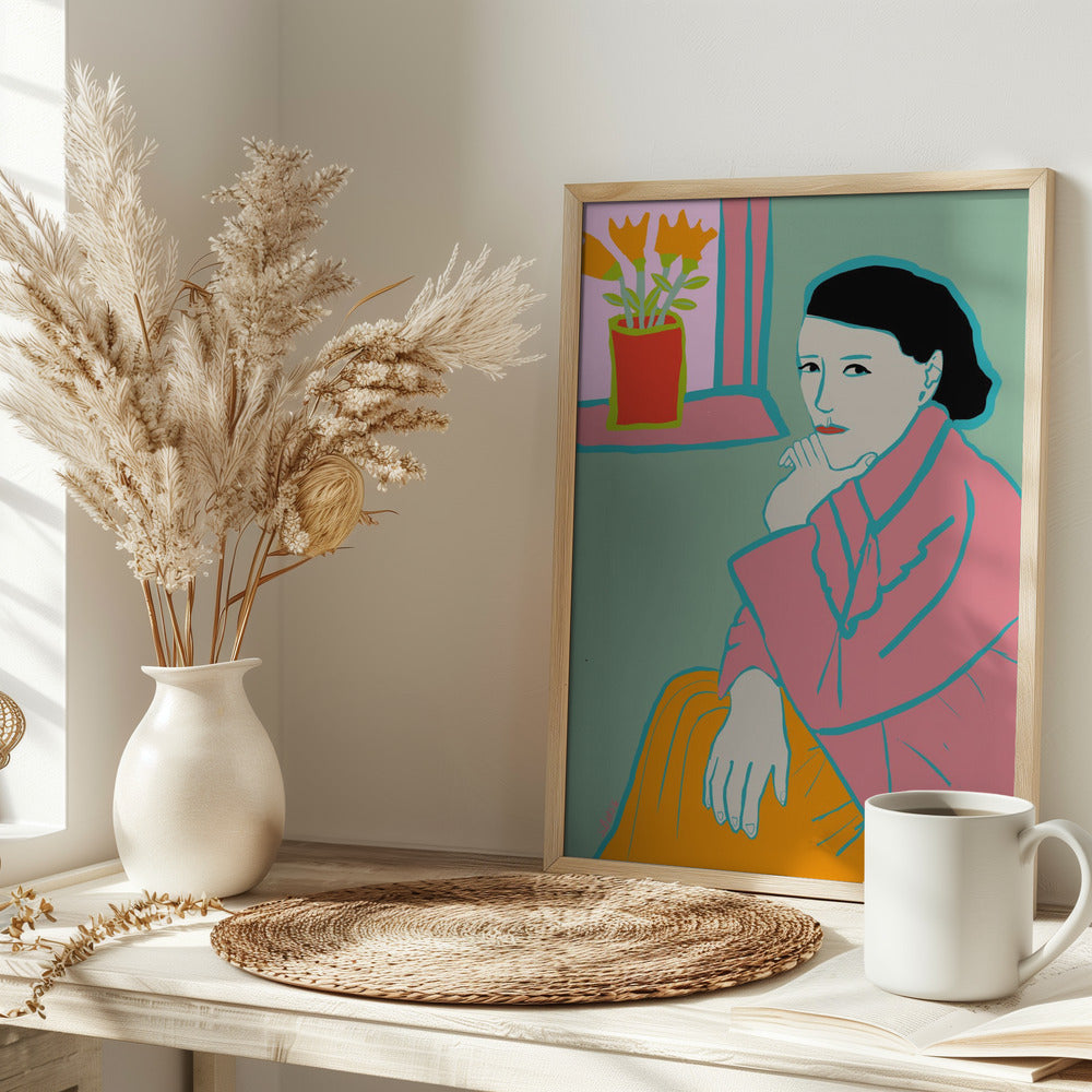 Lady in Pink - Stretched Canvas, Poster or Fine Art Print I Heart Wall Art