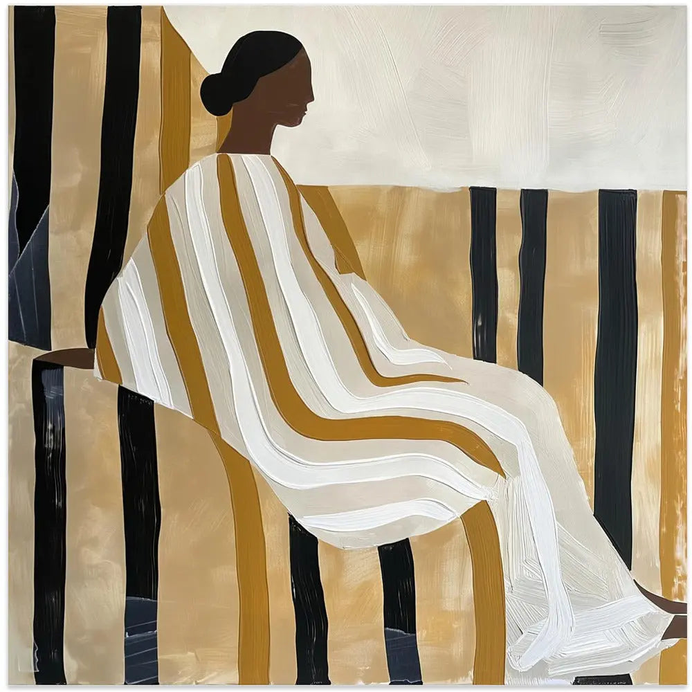 Lady In Stripes - Square Stretched Canvas, Poster or Fine Art Print I Heart Wall Art