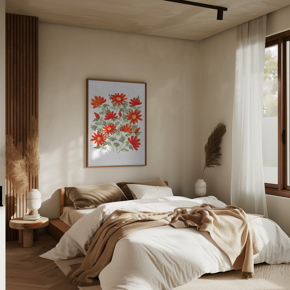 Ladybug flowers red - Stretched Canvas, Poster or Fine Art Print I Heart Wall Art