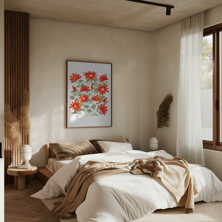 Ladybug flowers red - Stretched Canvas, Poster or Fine Art Print I Heart Wall Art