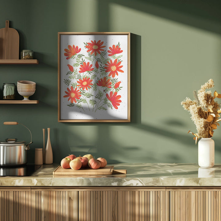 Ladybug flowers red - Stretched Canvas, Poster or Fine Art Print I Heart Wall Art